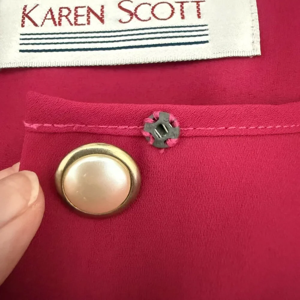 Vintage 80s NWT Karen Scott Fuchsia Blouse | Size 10 - Picture 5 of 12